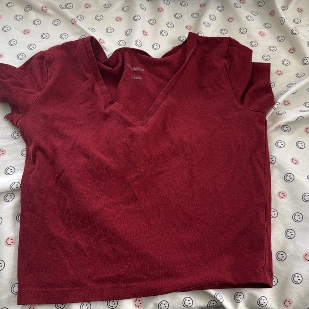Target Women's V-Neck Burgundy Crop Top